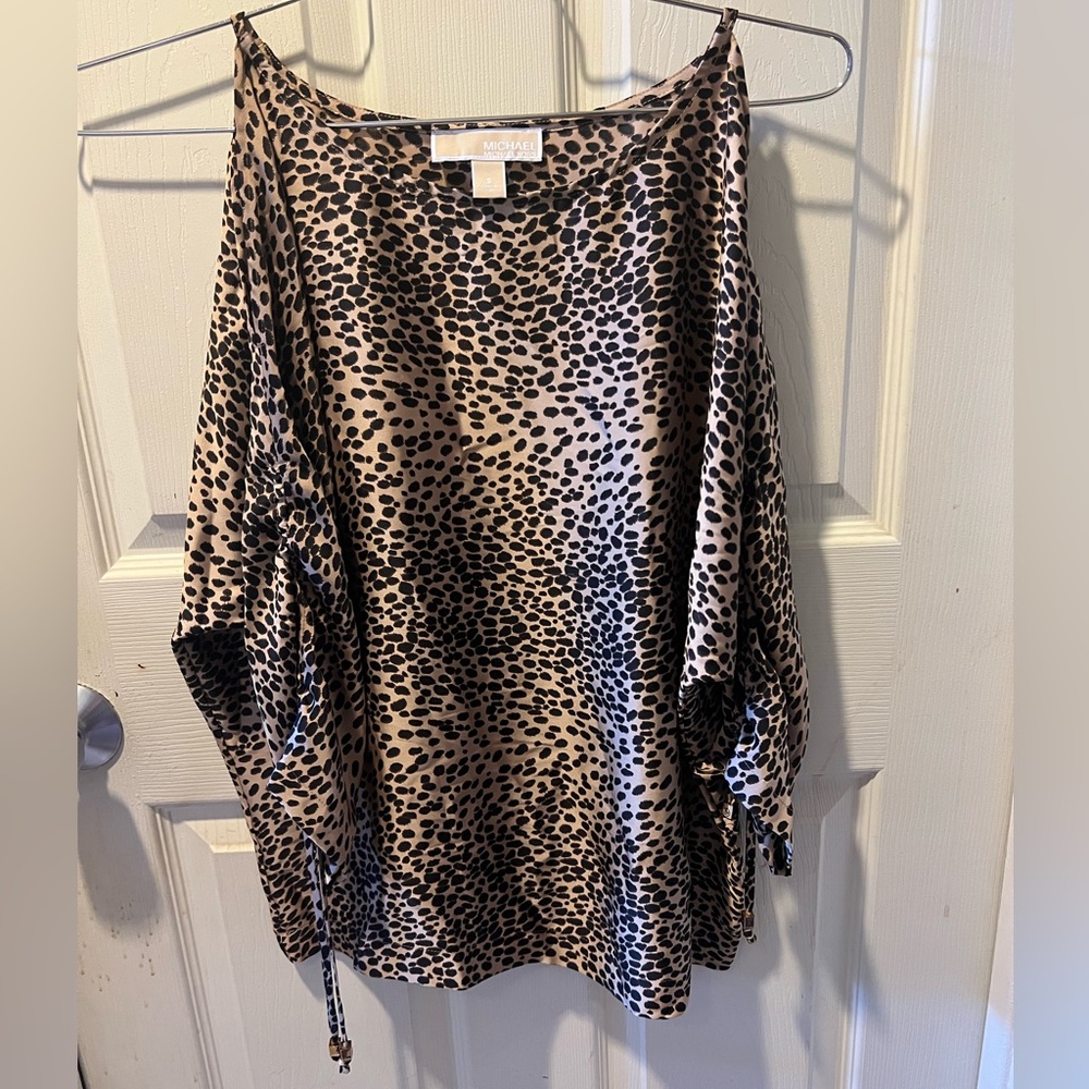 Michael Kors Open Shoulder Cheetah Blouse